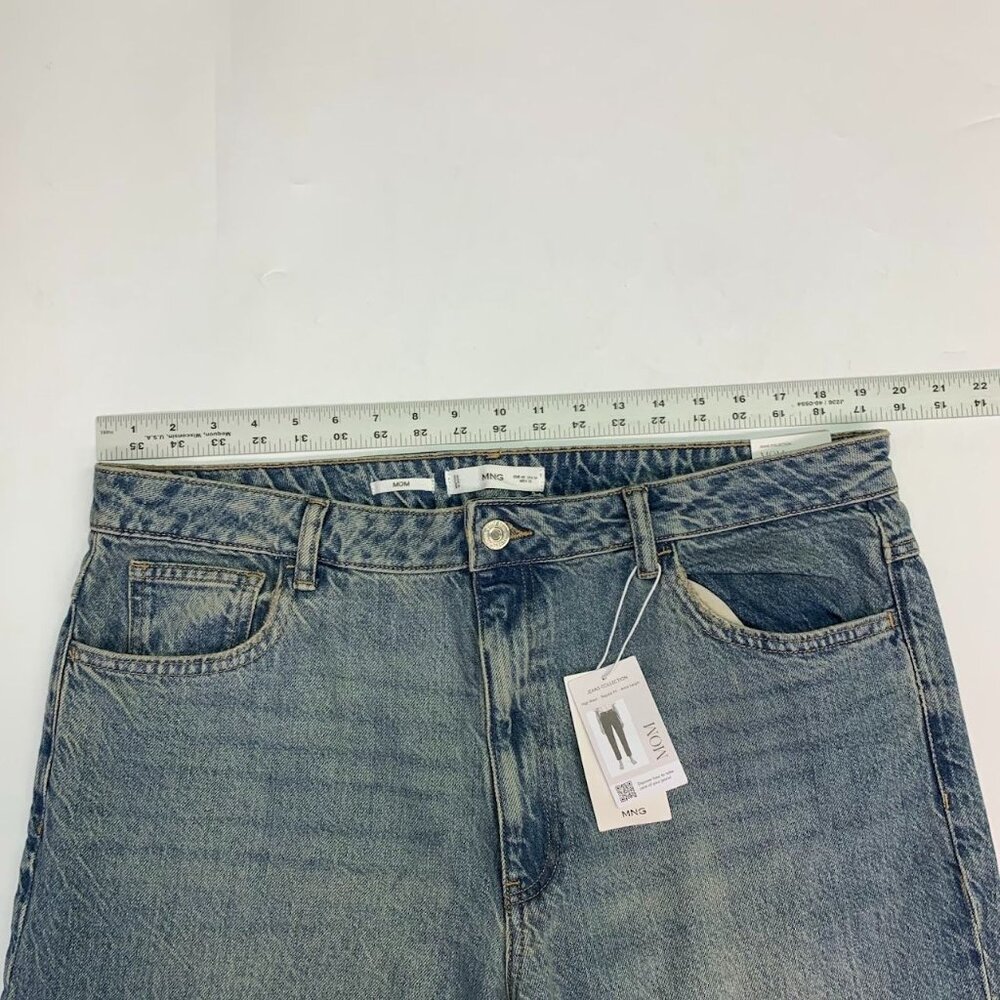 Mango Women's Mom High Waisted Tapered Cotton Stretch Denim Jeans Size 16 NWT - Picture 12 of 15